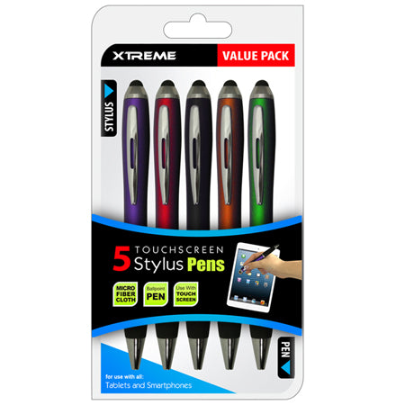 STYLUS PEN FOR TABLETS AND CELLPHONES 5PCS/SET ASSORTED