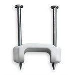 CABLE CLAMP 19MM DUAL WHT W/NAIL FOR WOOD
