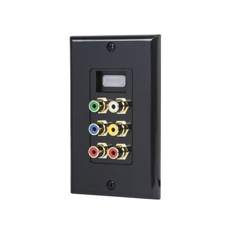 WALL PLATE HDMI WITH 6XRCA JACK GOLD PLATED BLACK