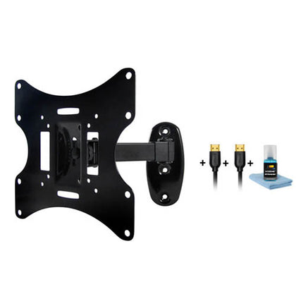 TV WALLMOUNT 17-37IN TILT/SWIVEL 66LB 6FT 2PC HDMI CABLE+CLEANER