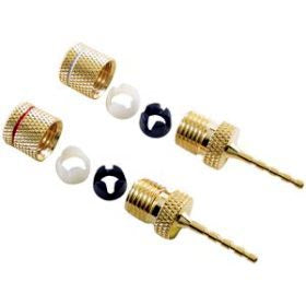 SPEAKER WIRE CONNECTORS GOLD BLK & RED