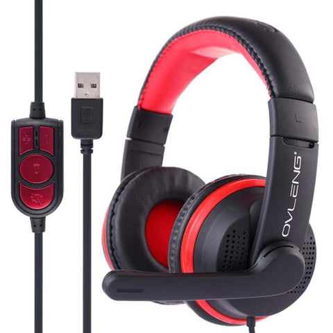 HEADSET GAMING WITH MICROPHONE VOLUME CONTROL 6FT CORD WITH USB