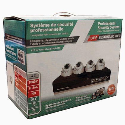 CAMERA SECURITY SYSTEM-4 CAMERAS DOME DVR 1TB HDD INDOOR/OUTDOOR
