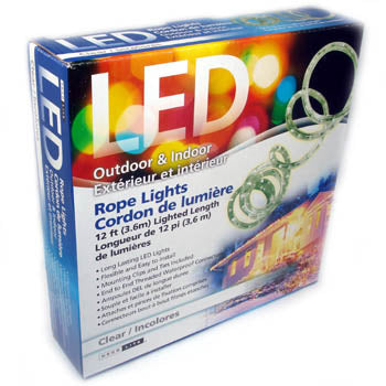 LED ROPE LIGHT DECORATIVE COOL WHITE 12FT OUTDOOR/INDOOR