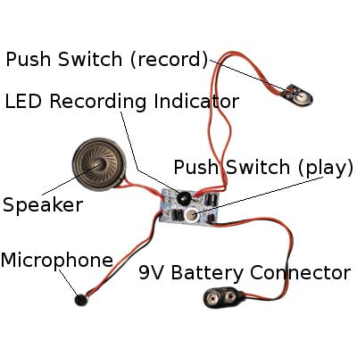 RECORDING MODULE 20SEC WITH 9V BATTERY CONNECTOR