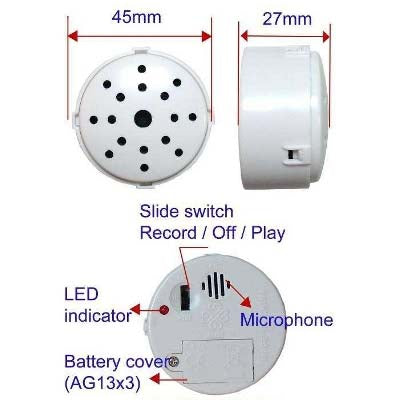 RECORDING MODULE 20SEC WITH PLAY OFF RECORD SWITCH WHITE