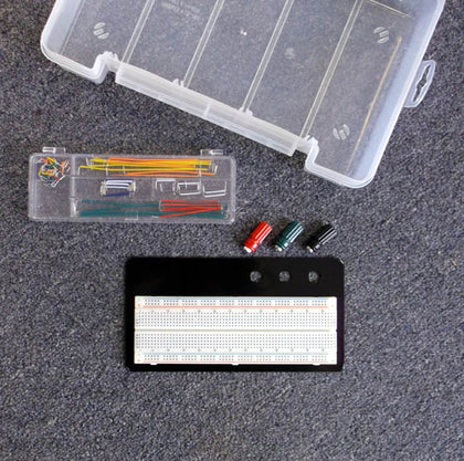 BREADBOARD WITH WIRING KIT 830 CONTACTS JUMPER WIRES IN A BOX