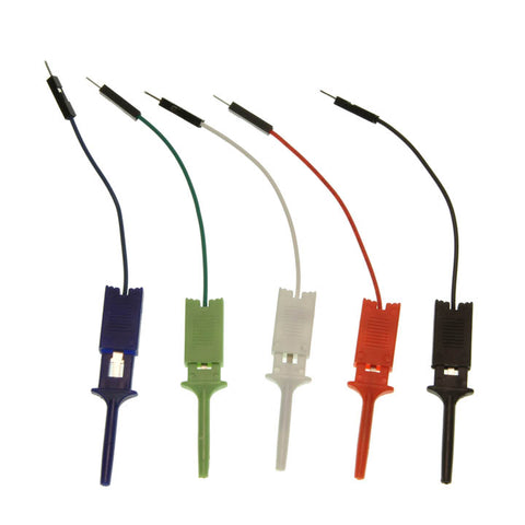 JUMPER WIRE MALE TO GRABBER CLIP 2.5IN 5PCS/PACK ASSORTED COLORS