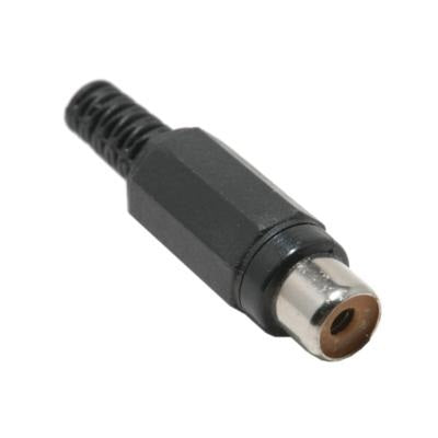 RCA JACK INLINE SOL PLAST BLK TIN STRAIN RELIEF