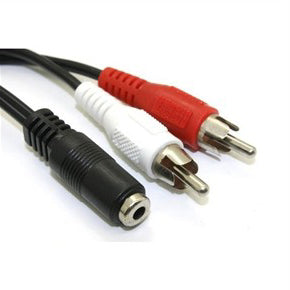 AUDIO CABLE 3.5 STEREO JACK TO RCA PLUG RIGHT LEFT 6 INCH
