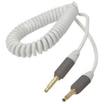 AUDIO VIDEO CABLE 3.5MM 4CPL/PL 3FT WHITE COILED CURLY CORD