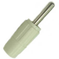 BANANA PLUG THROUGH HOLE SMALL WHITE UNINSULATED
