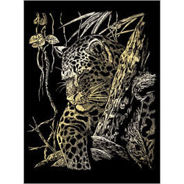 GOLD ENGRAVING LEOPARD IN TREE