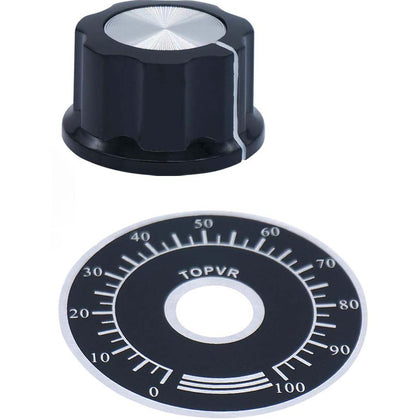KNOB 1/4IN PLAST 24MM SCREW WITH DIAL BLACK