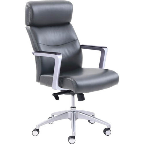CHAIR EXECUTIVE GRAY BONDED LEATHER SEAT WITH ARMREST