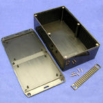 PROJECT BOX 7.5X4.3X2.2IN ALUM BLACK WITH FLANGED BASE