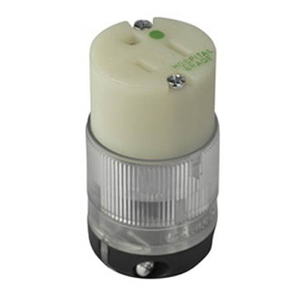 AC SOCKET 3POS 15A 125V PLAST HOSPITAL GRADE CLAMP LOCK CONN.