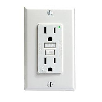 ELECTRICAL RECEPTACLE 2POS 15A 125V GFCI W/WALLPLATE WHT DECORA