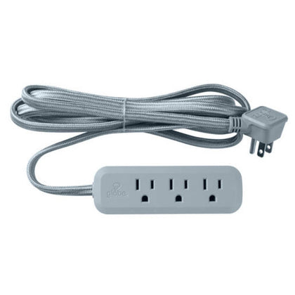 EXTENSION CORD 3/16 8FT GRY SPT 3 OUTLET 45DEG PLUG 13A 125V