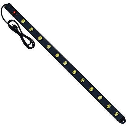 POWER BAR 12 O/LET 6FT CORD 4FT STRIP SWIVEL SAFETY COVER BLK