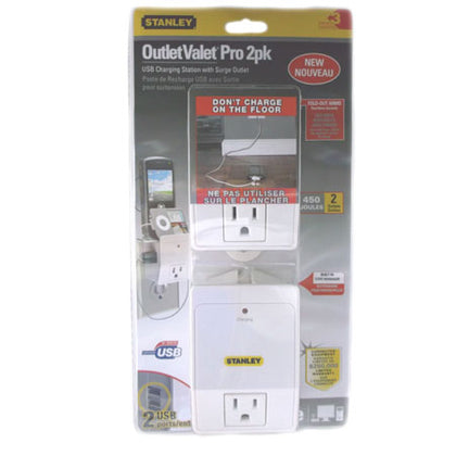WALL TAP 1-OUTLET SURGE SUPPRESS 450 JOULES W/2USB PORTS 5VDC@1A