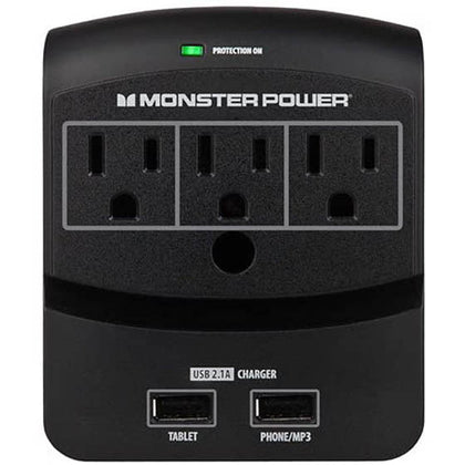 WALL TAP 3-OUTLET 540 JOULES 2 USB O/LET 2.1A