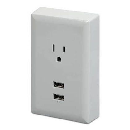 WALL TAP 1-OUTLET 2USB 15A 125V  5VDC 1A