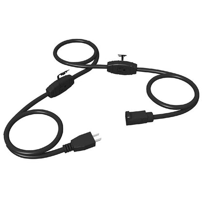 EXTENSION CORD 3/14 12FT 3 O/LET 4FT SPACED SJTW BLK