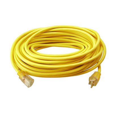 EXTENSION CORD 3/12 100FT YELLOW SJTW ONE LIGHTED END 15A 125V