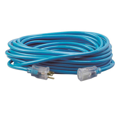 EXTENSION CORD 3/10 100FT BLUE SJTW LIGHTED ENDS 15A 125V -40F