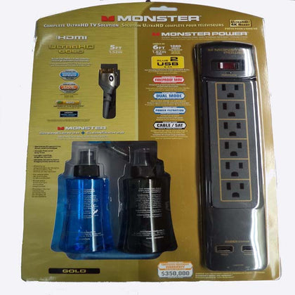 POWER BAR 6 O/LET 6FT CORD 2USB 1080JOULES 5FT HDMI SCREEN CLEAN