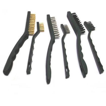 CLEANING BRUSH SET OF 6 STEEL/BRASS/NYLON BRISTLES