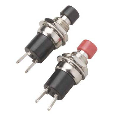 PUSH SWITCH MOM 1P1T NC THR SOL 7MM .5A/125VAC 2 BLK & 2 RED CAP