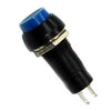 PUSH SWITCH MOM 1P1T NO THR SOL 12MM RND BUTTON BLUE CAP 3A 125V