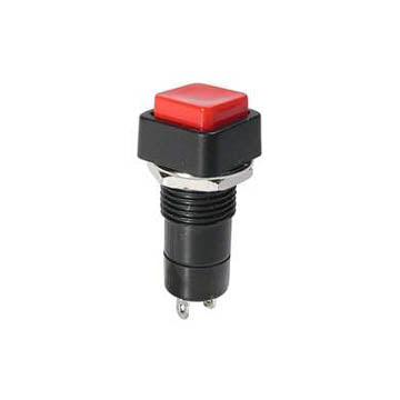 PUSH SWITCH LATCH 1P1T ON-OFF THR SOL 10MM RED 3A/125VAC