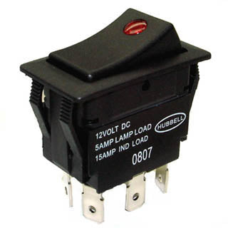 ROCKER SWITCH LIT 1P2T 5A ON-OFF -ON 12VDC QT 21X38MM ACTU BLK