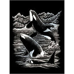SILVER ENGRAVING ORCA WHALES