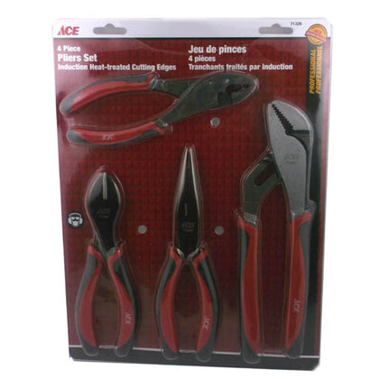 PLIER SET ASSORTED 4PC/SET SLIPJOINT/NOSE/DIAGONAL/LINESMAN