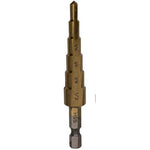 STEP DRILL BIT 3/16-1/2IN HSS WITH TITANIUM COATING