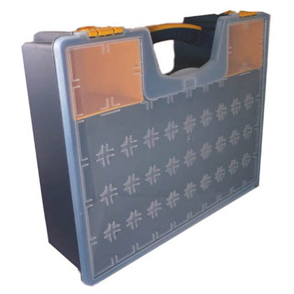 COMPONENT BOX 16.5X13X4.5IN CLEAR LID WITH 2 REMOVABLE BINS