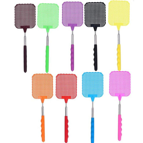 FLY SWATTER EXTENDABLE MINI WITH KEY CLIP ASSORTED COLORS