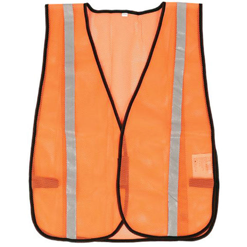 SAFETY VEST 1IN REFLECTIVE TAPE FLUORESCENT POLYESTER MESH ORNGE