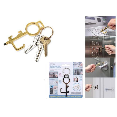 CONTACTLESS PLATED KEY W/KEYRING ASSORTED COLOR