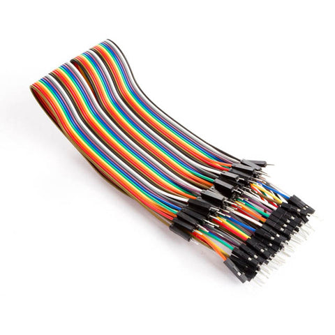 JUMPER WIRE MALE MALE 40PINS FLAT CABLE COLOUR 30CM 22-26AWG