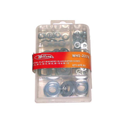 WASHER FLAT METAL ASSORTED KIT M-4 5 6 8 10 12 92PC/SET