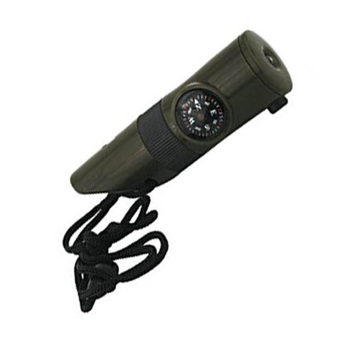 WHISTLE WITH COMPASS KIT 7-IN-1 LED/THERMOMETER/MIRROR/MAGNIFIER