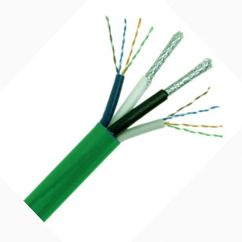 CABLE CAT5EX2 + RG6X2 QUAD 500FT GRN SPOOL COMBINATION