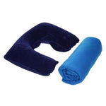 TRAVEL PILLOW INFLATABLE AND BLANKET IN CARRYING CASE KIT