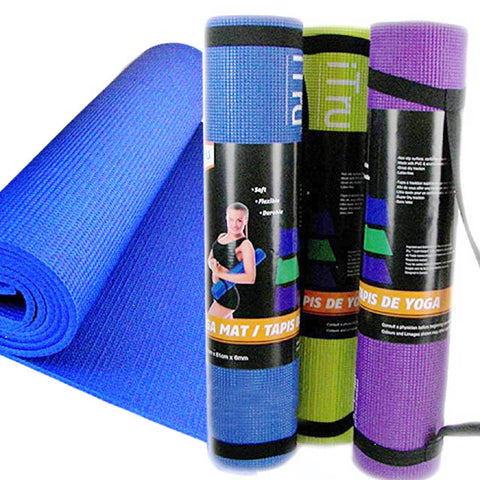 YOGA MAT 72X24IN 6MM THICK ASSORTED COLOR